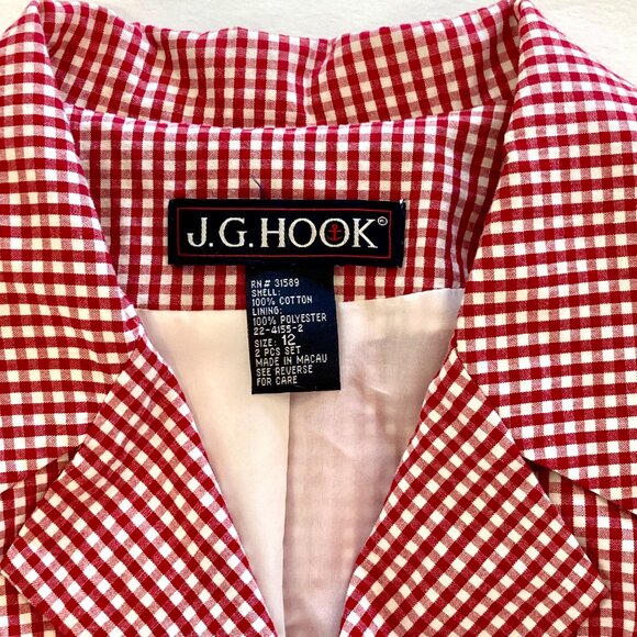 Lady's Red &o White Checked Jacket by JG Hook, Size 12; Lined; Good Cond. - Picture 4 of 10